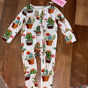 Posh White Footed One-Piece with Colorful Cactus Pots